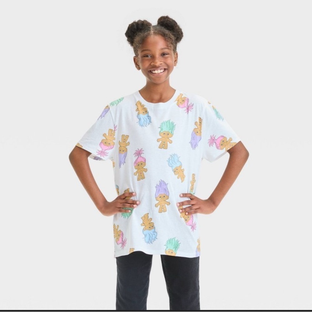 Trolls Girl's Printed T-Shirt White pastel Multicolor choose your size 👇